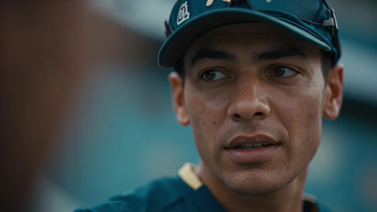 Editorial frame of an all-rounder shaping into a shot, illustrating that fantasy output comes from the role the franchise gives them, not from their profile